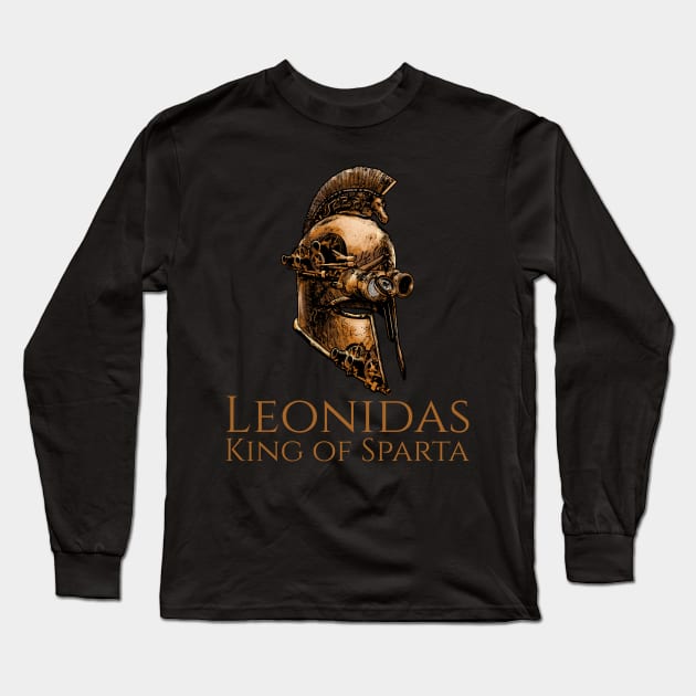 Leonidas - King Of Sparta - Steampunk Ancient Greek Helmet Long Sleeve T-Shirt by Styr Designs